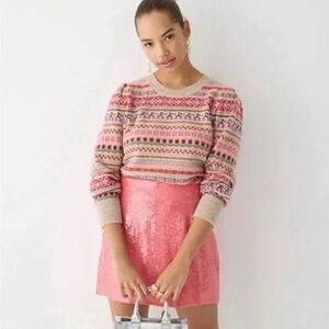 J. Crew Puff Sleeve, Fair Isle Cherry Patterned Sweater